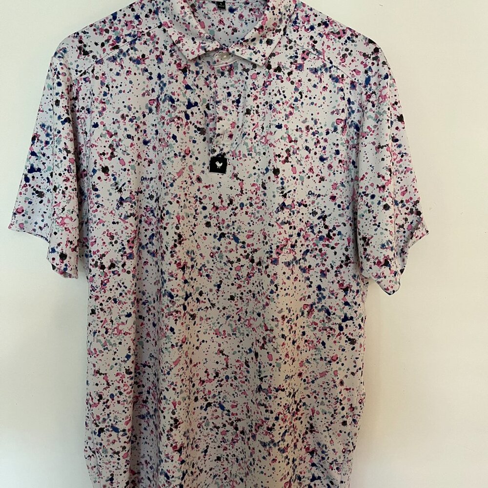 Bad Birdie Mens Size Large Polo Paint Splatter 3